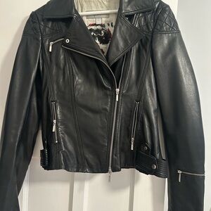 Sleek Black Leather Biker Jacket